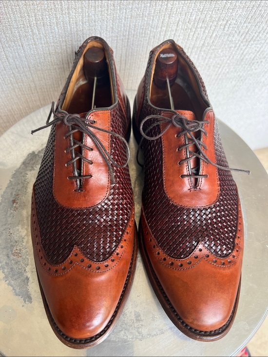 Allen Edmonds Two-Tone Brown Woven Leather Wingtip Oxfords
